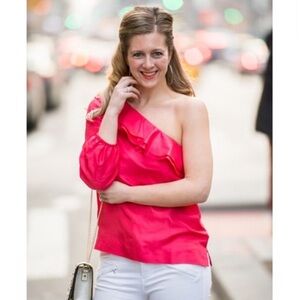 J. CREW Silk Shantung One Shoulder Ruffle Top
